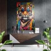 Spectacled Tiger Brushed Aluminum Dibond Wall Art.